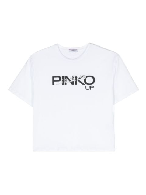 Pinko Kids футболка с вырезом и логотипом