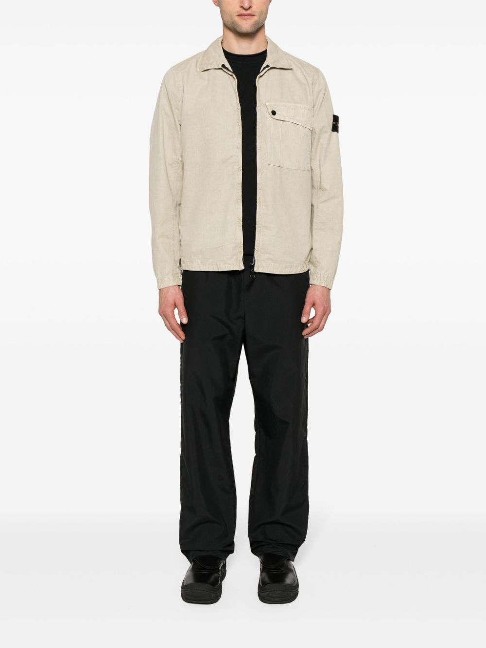 Shop Stone Island Compass-appliqué Jacket In Neutrals