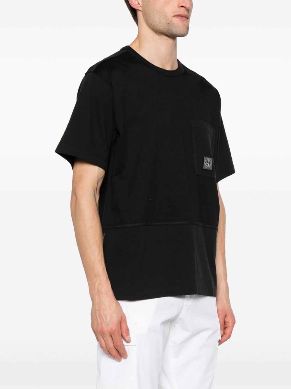 Shop Stone Island Signature Compass Cotton T-shirt In Black