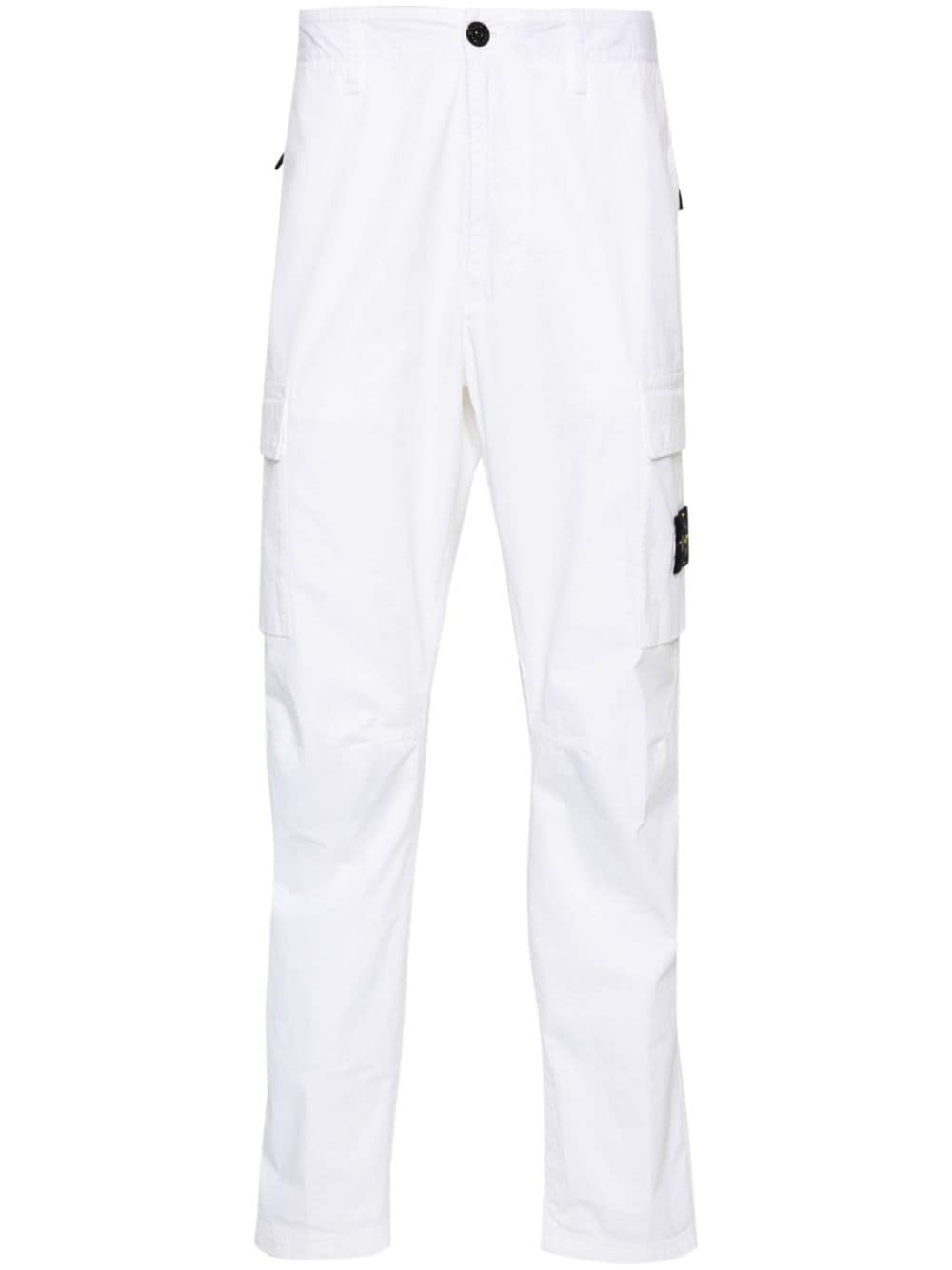 Shop Stone Island Tapered Cargo Trousers In White