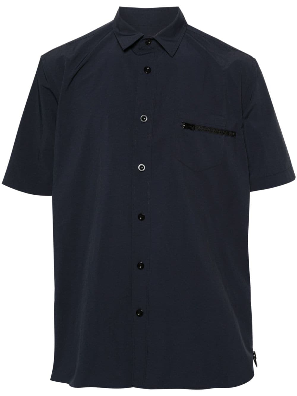Shop Sacai Zip-pocket Taffeta Shirt In Blue