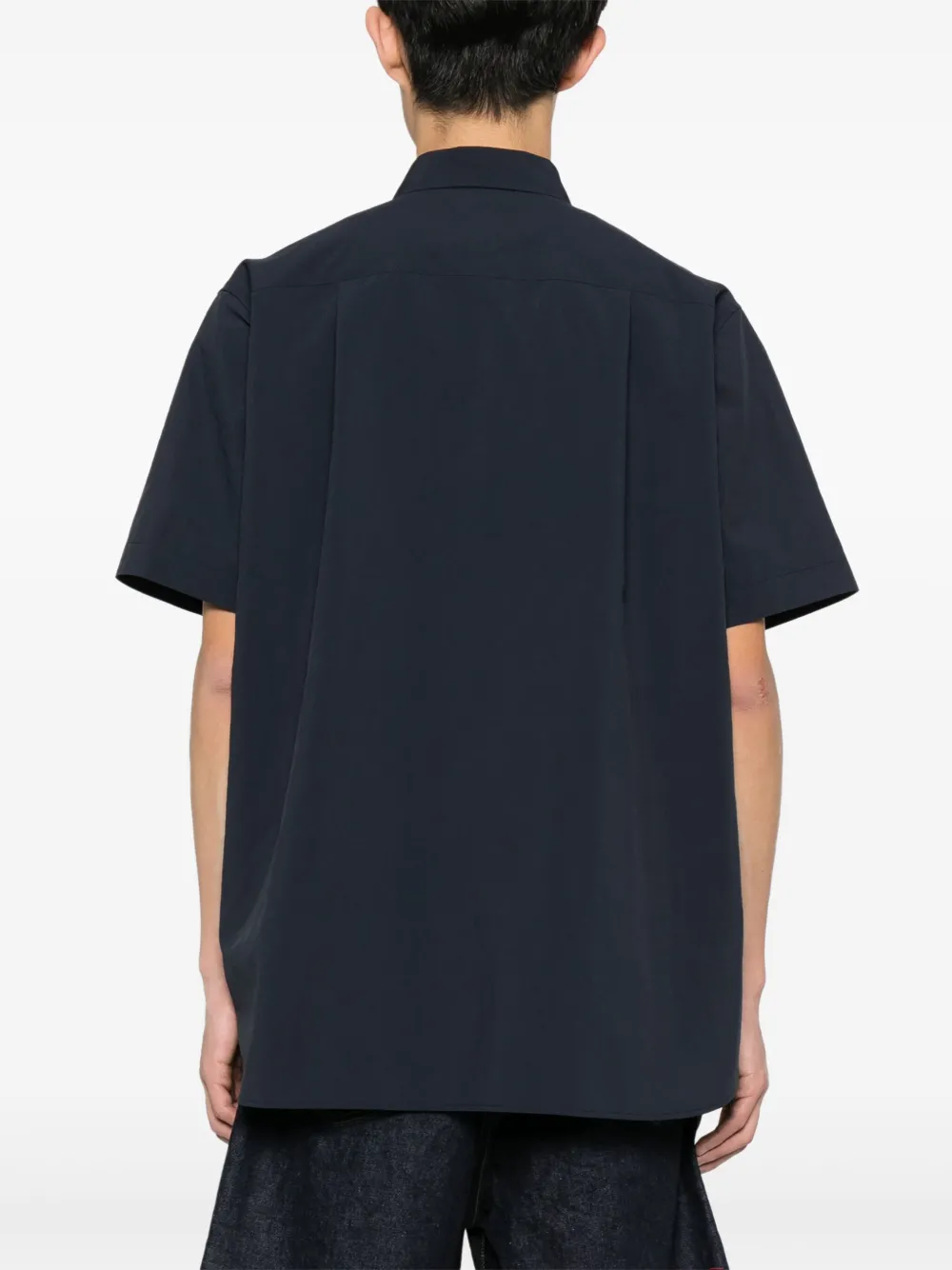 Shop Sacai Zip-pocket Taffeta Shirt In Blue