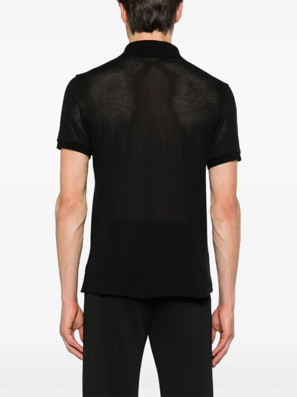 Courrèges logo-patch Mesh Polo Shirt | Black | FARFETCH