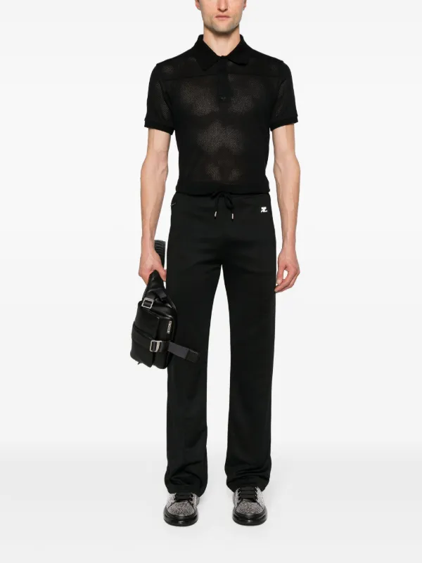 Courrèges logo-patch Mesh Polo Shirt | Black | FARFETCH