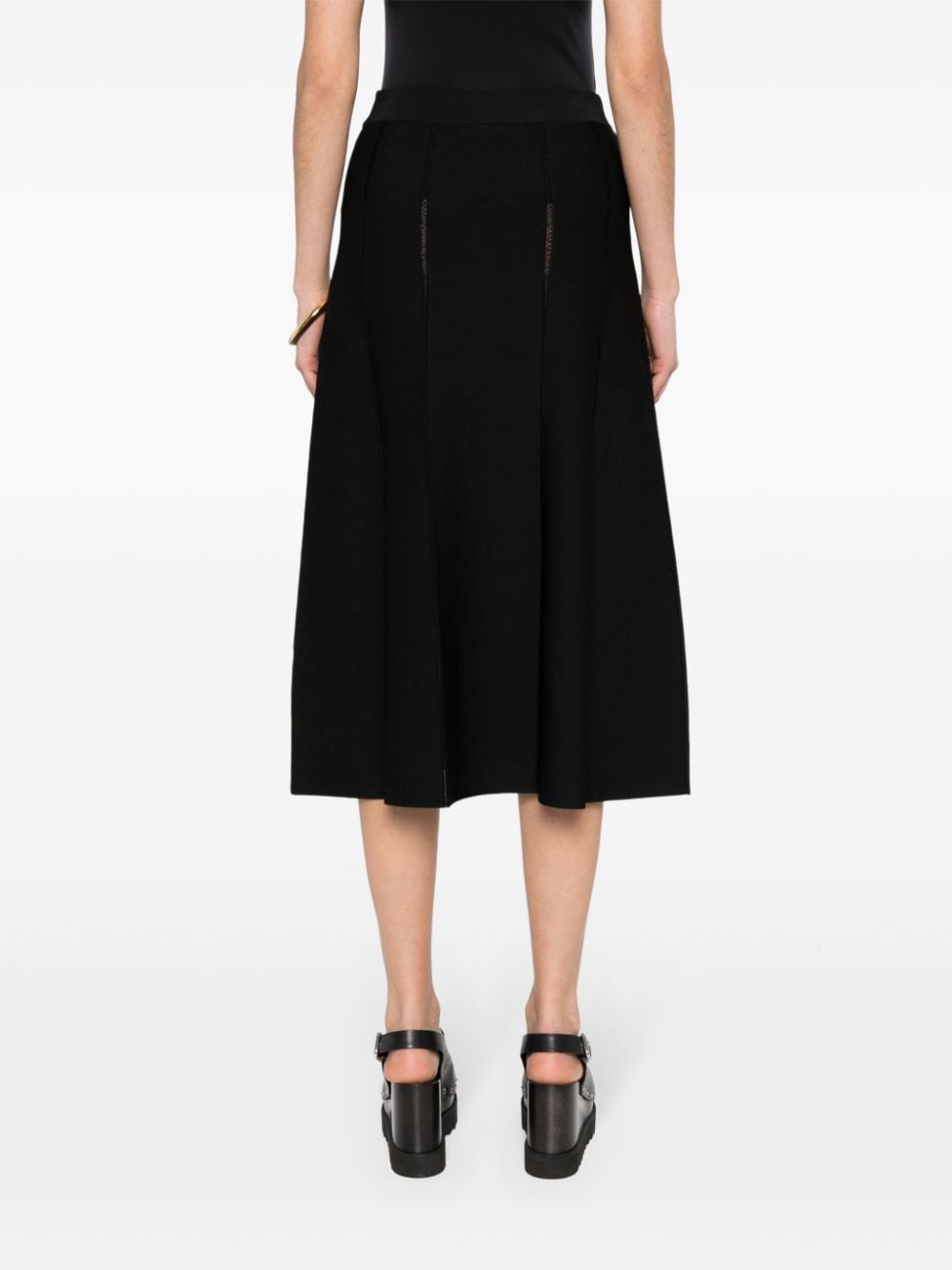 Shop Zimmermann Ribbed-knit A-line Midi Skirt In Black