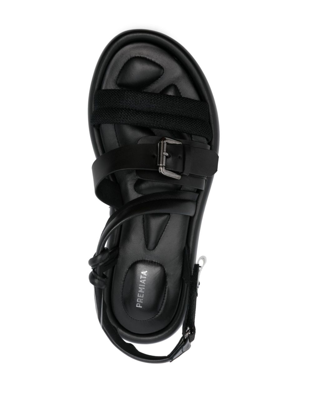 Shop Premiata Logo-tag Leather Sandals In Black