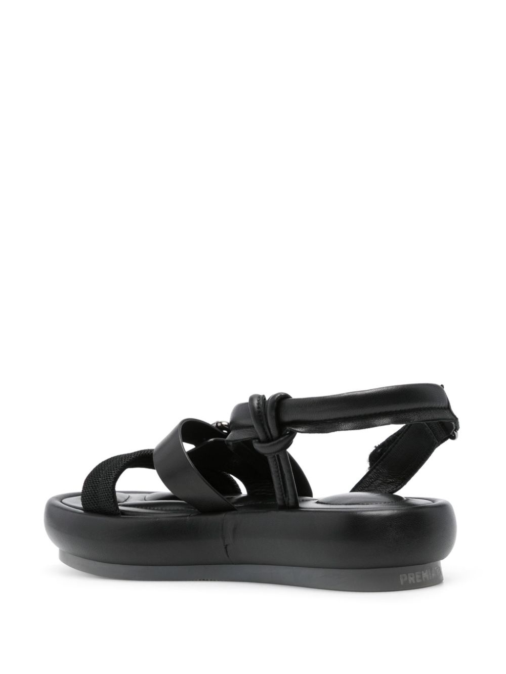 Shop Premiata Logo-tag Leather Sandals In Black