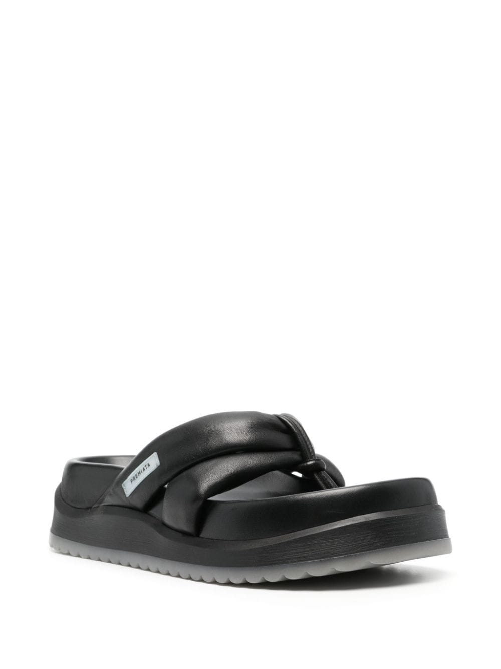 Shop Premiata Padded-design Leather Sandals In Black