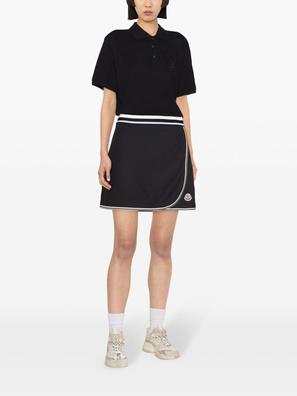 Shop Moncler Logo-patch Wrap Tennis Skirt In Blue