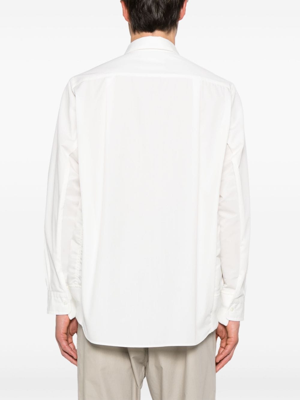 Shop Sacai Ribbed-panelling Poplin Shirt In White
