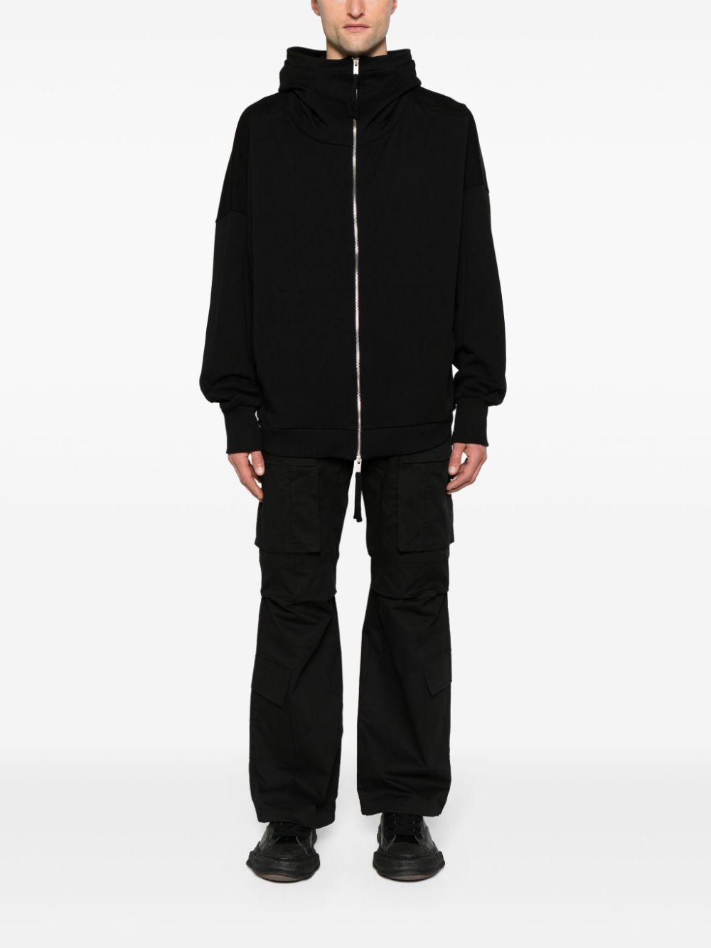 Shop Thom Krom Mid-rise Flared Cargo Trousers In Black