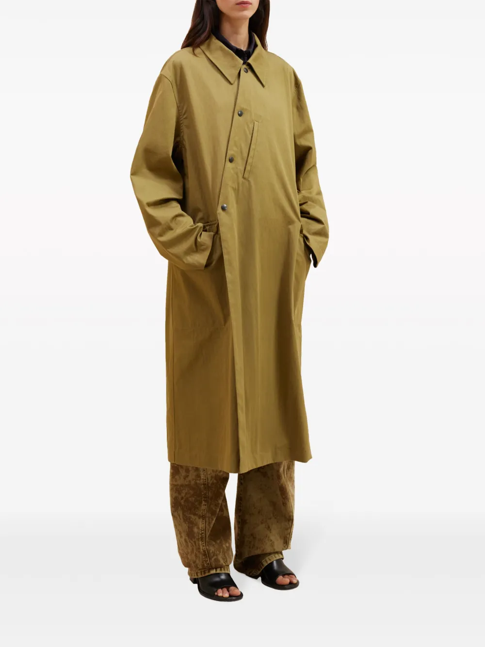 Shop Lemaire Asymmetric Trench Coat In Grün