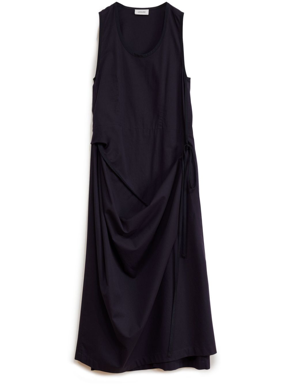 Shop Lemaire Sleeveless Cotton Wrap Dress In Black