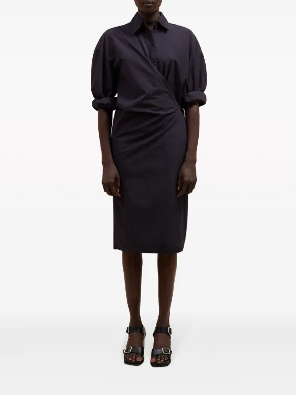 LEMAIRE straight-collar Twisted Midi Dress | Blue | FARFETCH