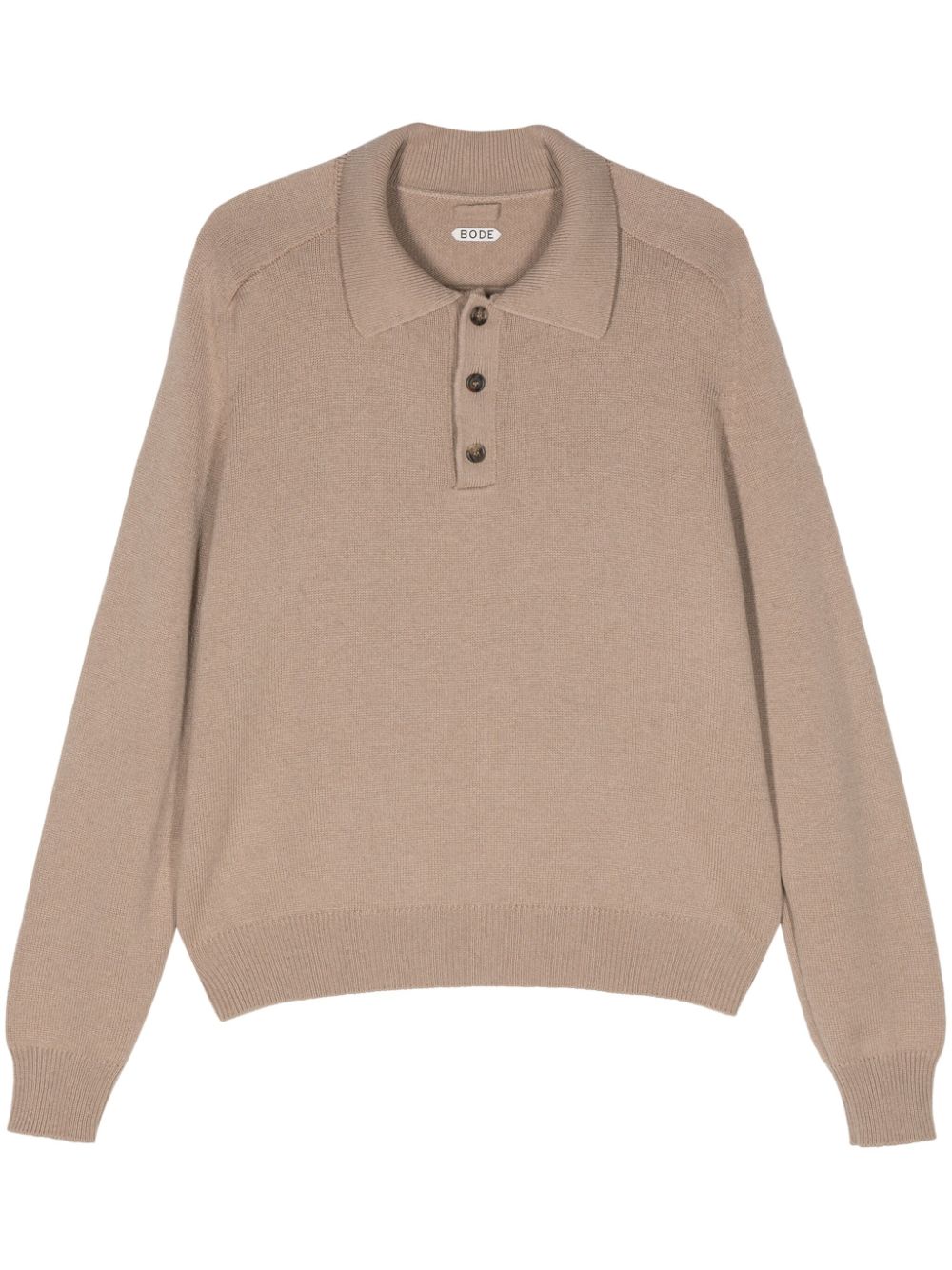 Shop Bode Knitted Cashmere Polo Shirt In Neutrals