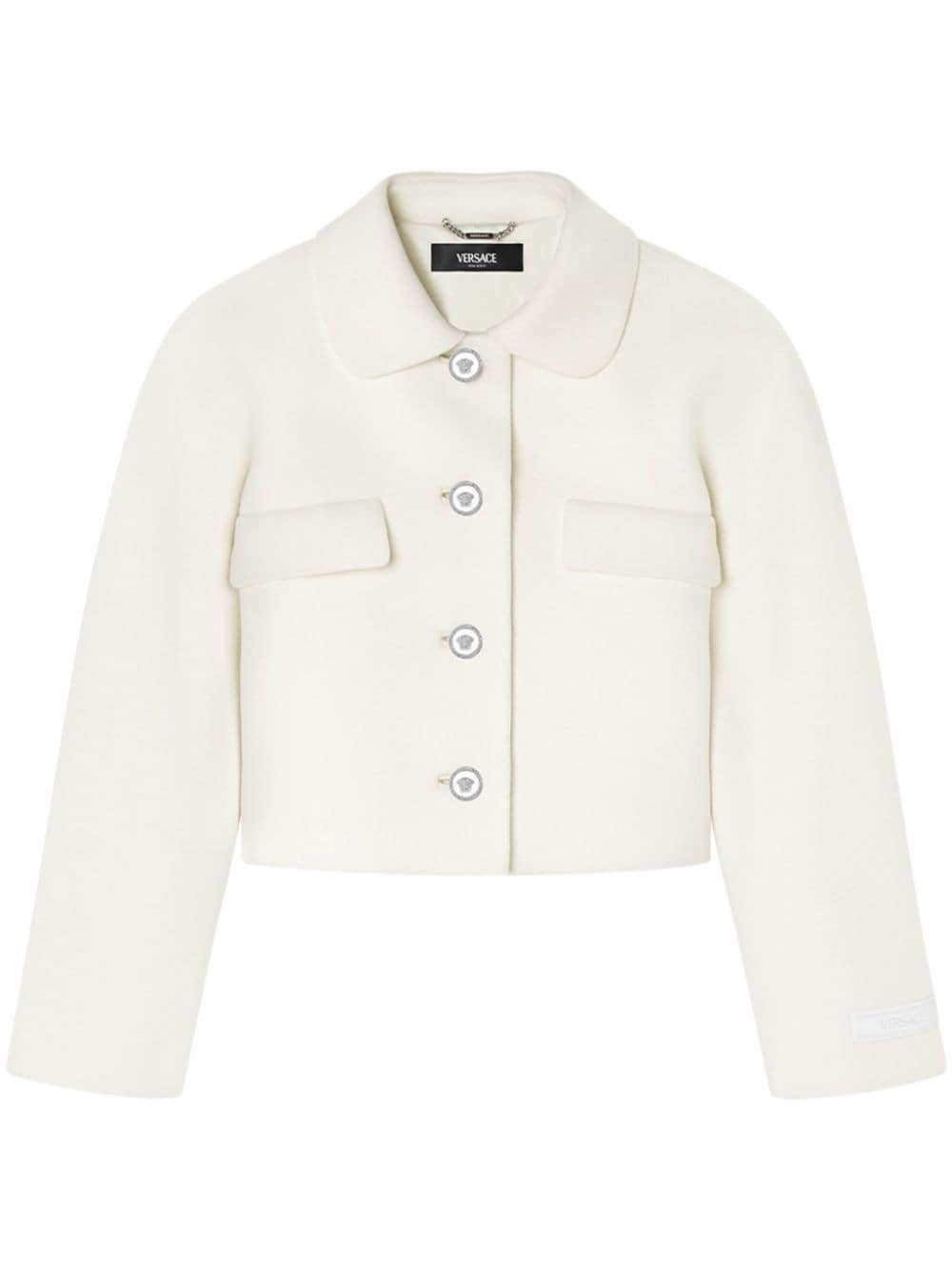 Versace Medusa-button Cropped Jacket In White