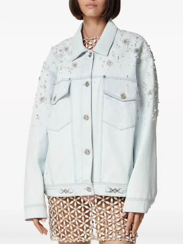 VERSACE♪セール♪デニムジャケット Versace ビジュートリム デニムジャケット | ブルー | FARFETCH JP
