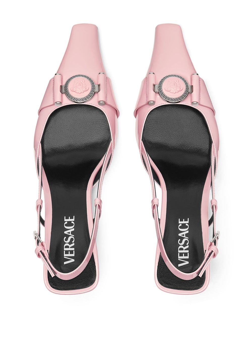 Shop Versace Medusa Buckle 70mm Leather Pumps In Pink