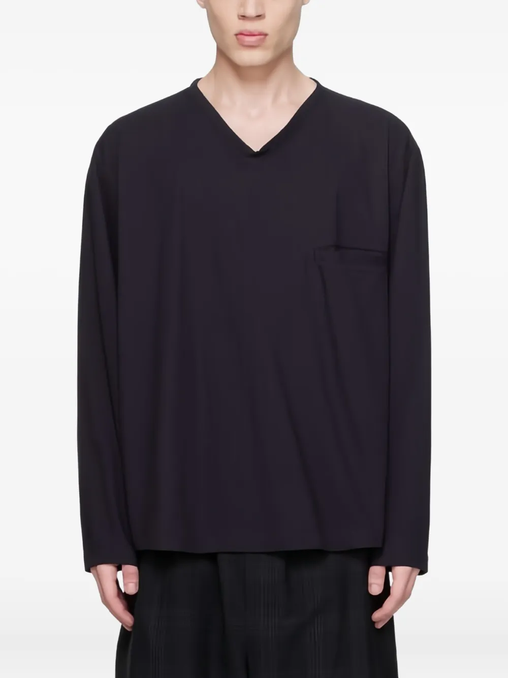 LEMAIRE V-neck long-sleeve T-shirt | Blue | Image 1