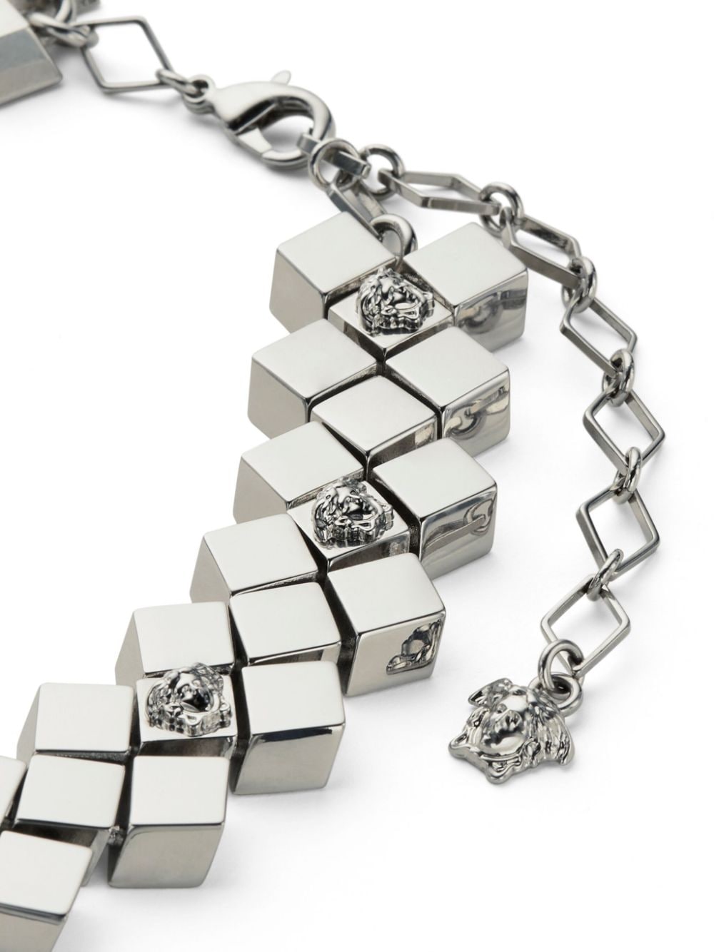Shop Versace Medusa-charm Cube Beads Necklace In Silver