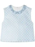 Versace checkerboard-print beaded crop top - Blue