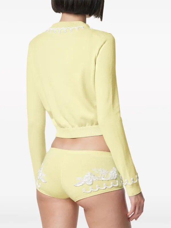 トップス vintage made in italyVERSACE cardigun ea Versace bead-embellished Knit Cardigan | Yellow | FARFETCH