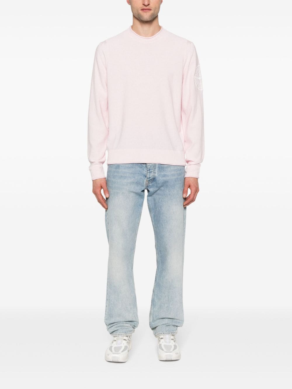 Shop Stone Island Compass Cotton Jumper In Pink