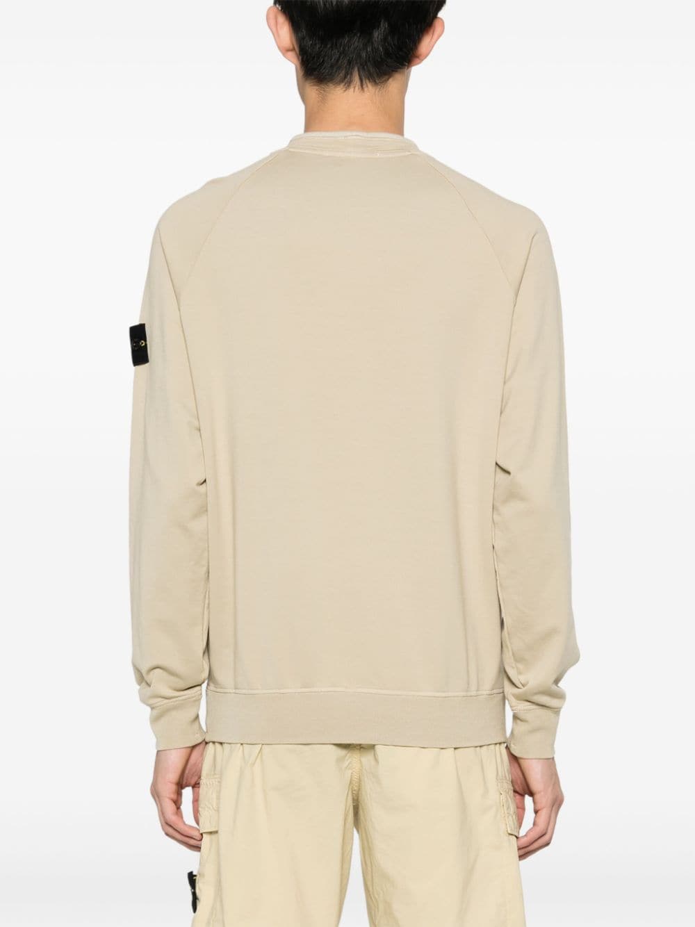 Shop Stone Island Compass-badge Cotton Sweatshirt In Neutrals