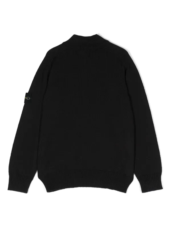 Stone Island Junior コンパスモチーフ カーディガン | ブラック Stone Island Junior コンパスモチーフ カーディガン | ブラック