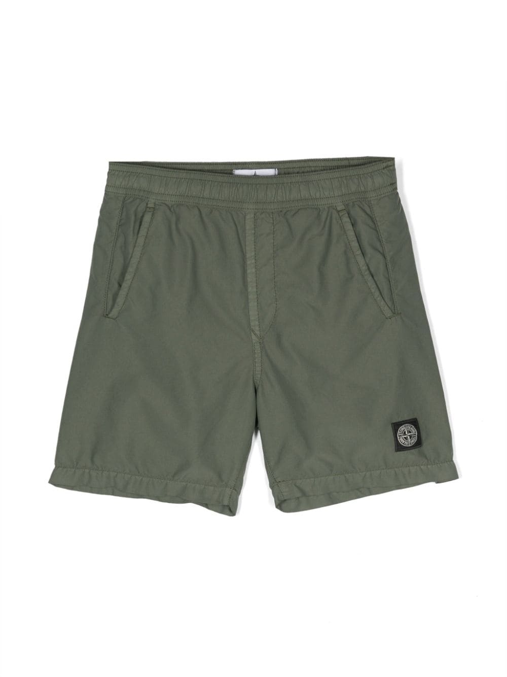 Stone Island Junior Kids' Compass-motif Swim Shorts In Green