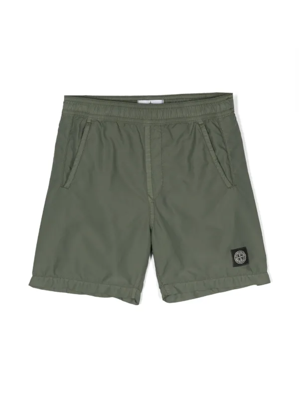 Stone Island Junior Compass motif Swim Shorts Green FARFETCH UK