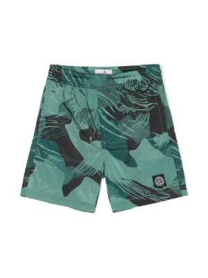 Stone Island Junior Compass motif Swim Shorts Farfetch