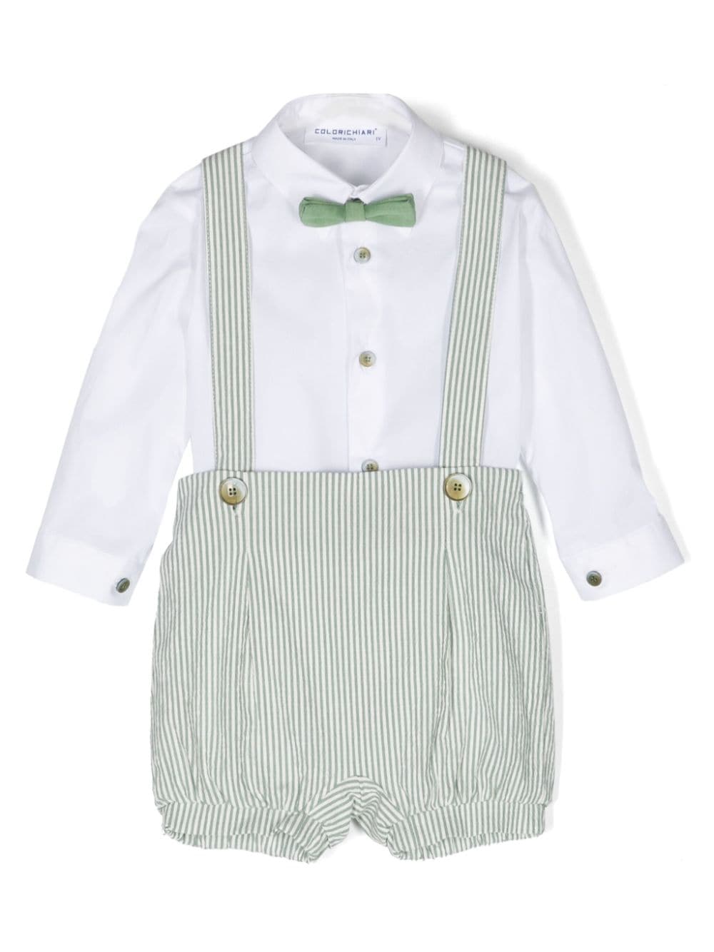 Colorichiari Babies' Striped Cotton Shorts Set In White