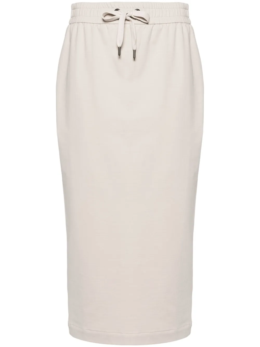 Brunello Cucinelli Jersey Midi Pencil Skirt In Neutrals