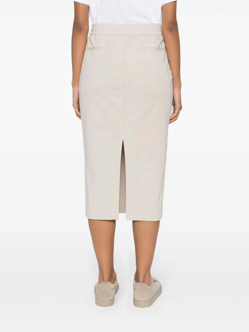 Brunello Cucinelli Midi-rok met trekkoordtaille Beige