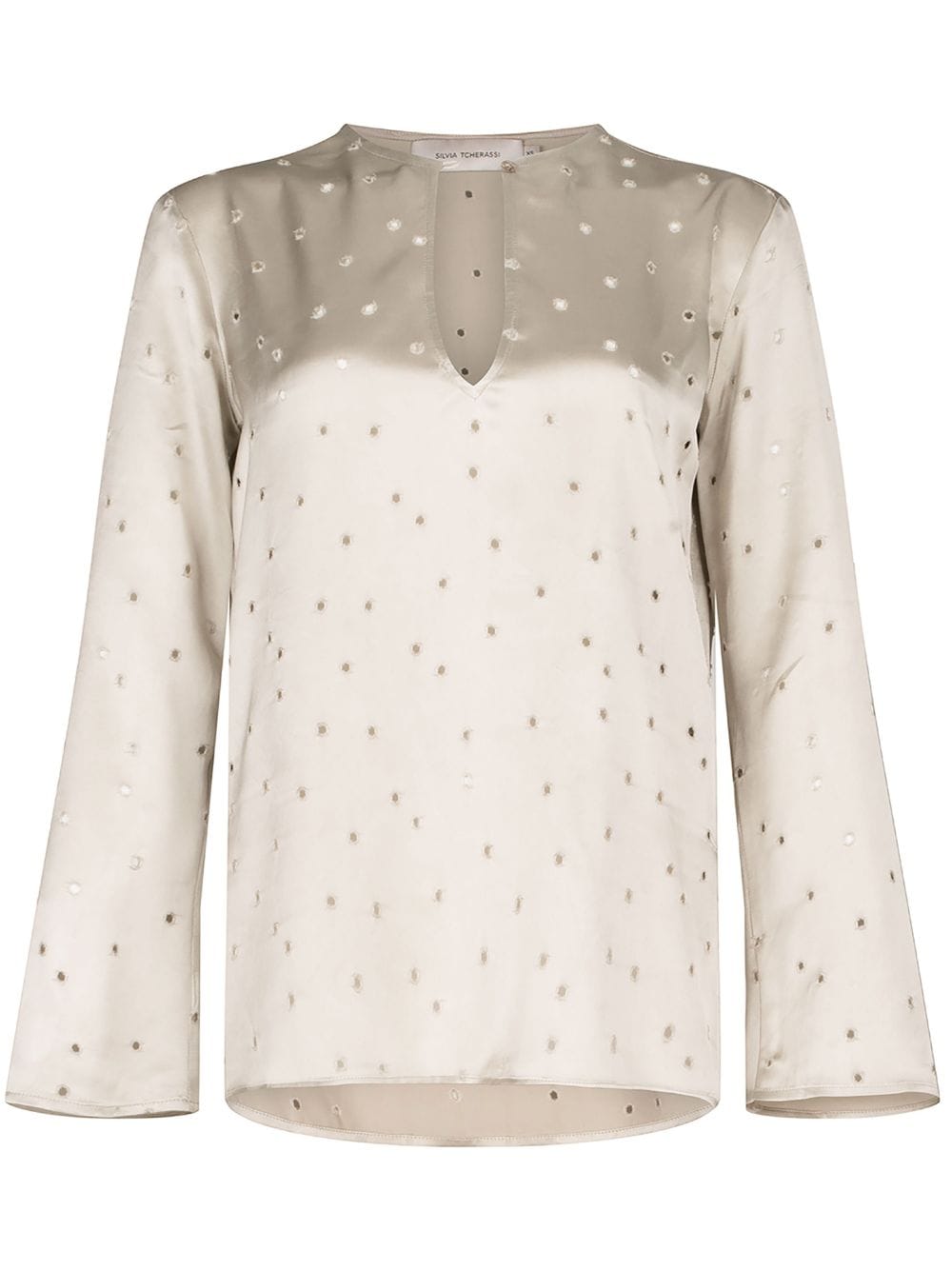 Tosca perforated satin blouse