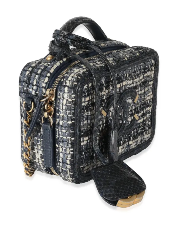 CHANEL Pre-Owned Small CC Filligree Tweed Vanity Case Bag | Blue