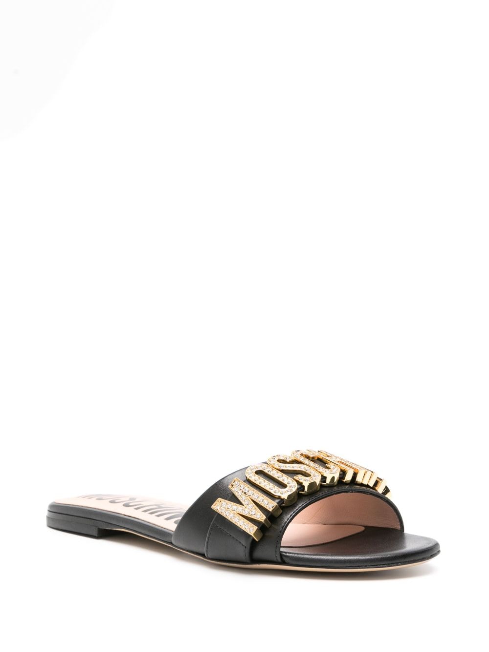 Moschino Leren slippers - Zwart