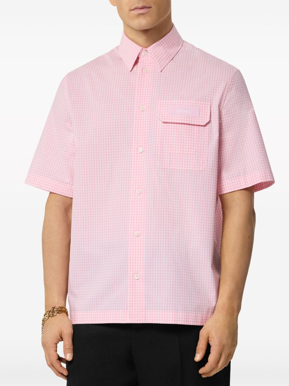 Shop Versace Contrasto Oxford Shirt In Pink