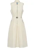 Prada belted faille midi dress - White