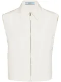 Prada zip-up sleeveless faille shirt - White