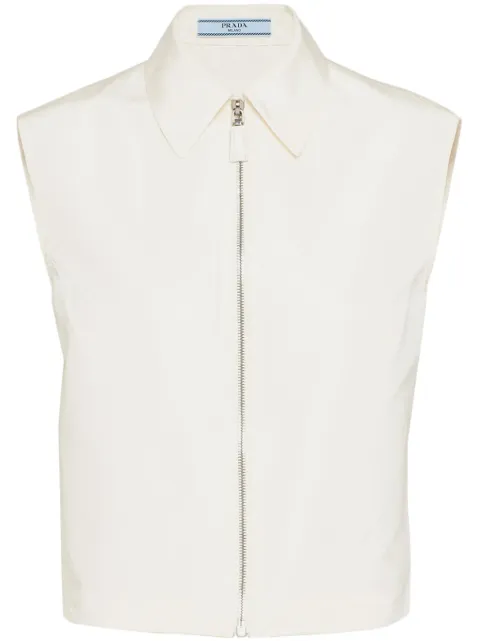 Prada zip-up sleeveless faille shirt