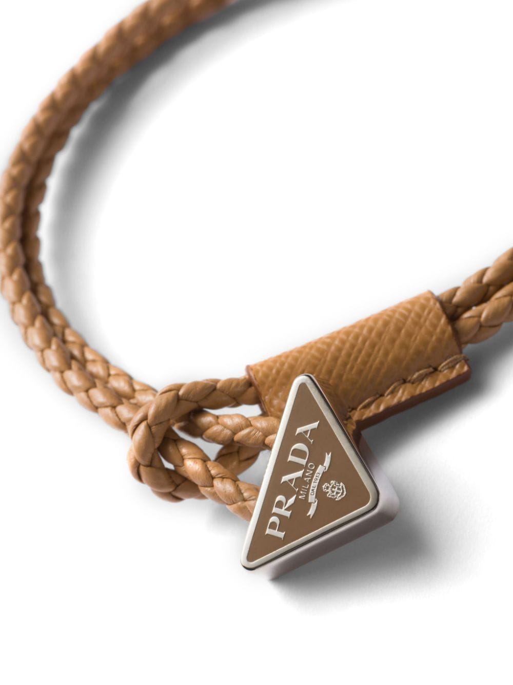 Image 2 of Prada triangle-logo leather bracelet