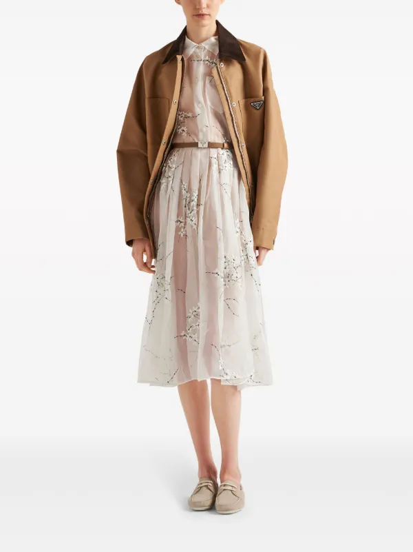 プラダ Prada Midi Silk Dress Silk-blend midi dress in brown - Prada | Mytheresa