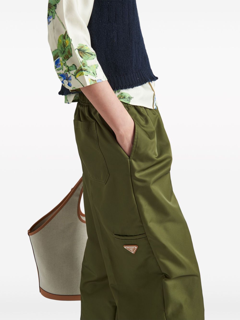 Shop Prada Re-nylon Straight-leg Trousers In Green