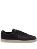 Prada triangle-logo leather sneakers - Black