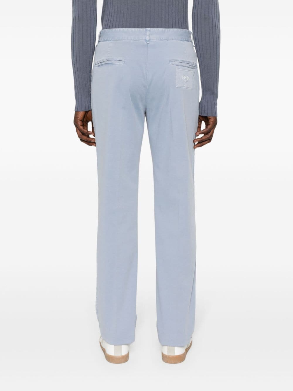 Shop Fendi Tapered Cotton Trousers In Blue