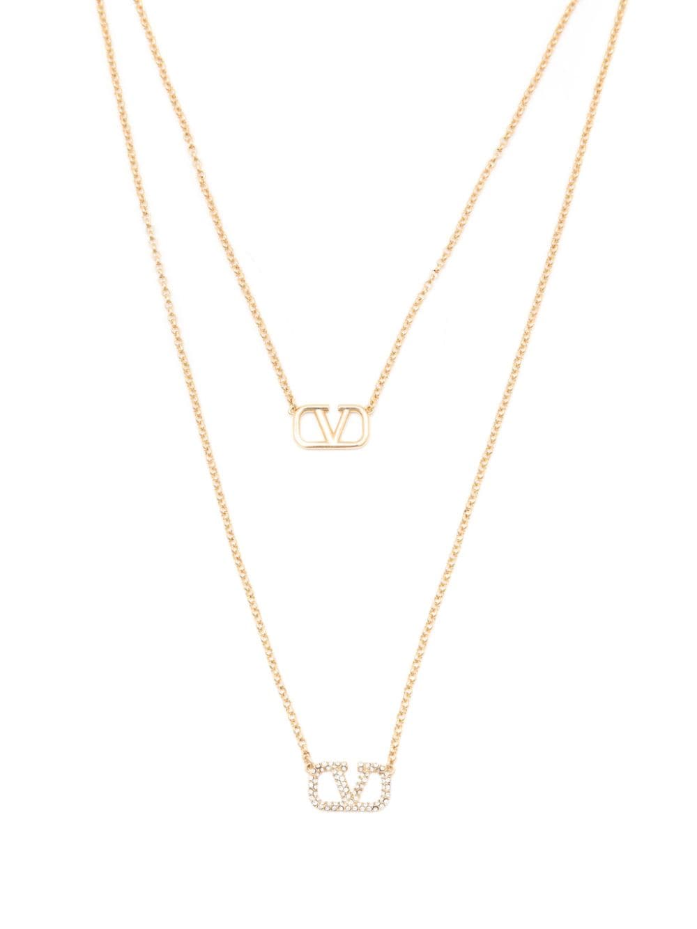Valentino Garavani Vlogo Signature Double-chain Necklace In Gold