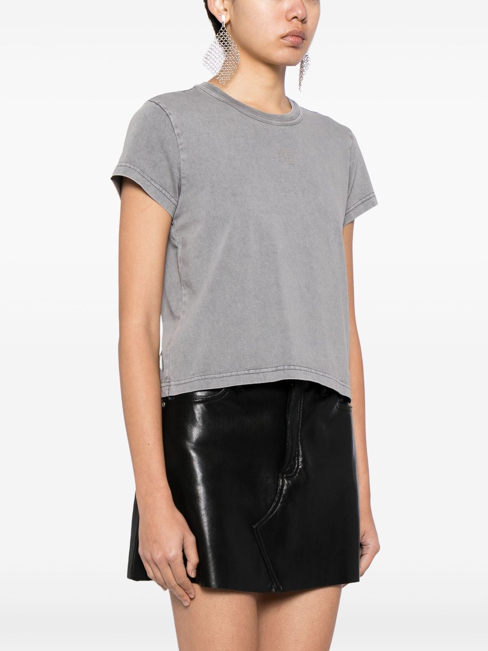 Affordable Alexander Wang logo-applique ribbed cotton T-shirt Women