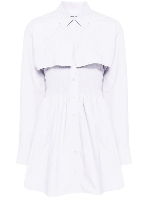 Alexander Wang Smocked Mini Shirt Dress | White | FARFETCH ID